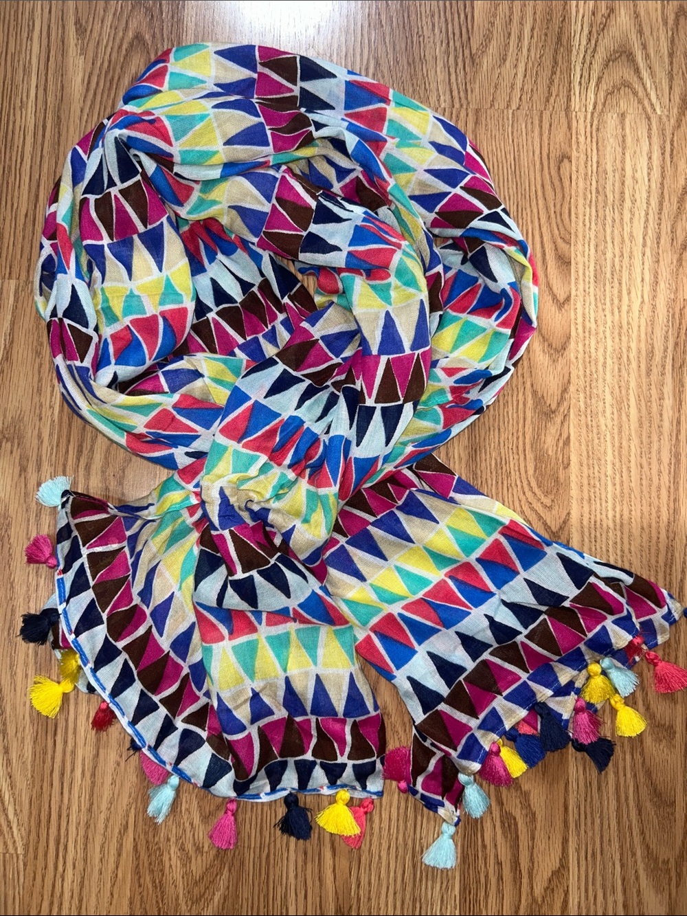 kate spade Multicolor Geometric Triangle Tassel Scarf